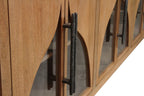 95" Natural Distressed Solid Wood Sideboard with Six Doors