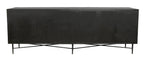 91" Black Distressed Reclaimed Wood Carved Geometric Sideboard With Six Doors