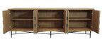 91" Natural Distressed Solid Wood Carved Geometric Sideboard with Six Doors
