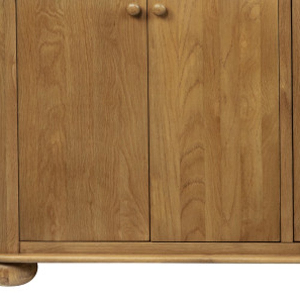 98" Natural Distressed Solid Wood Sideboard with Six Doors
