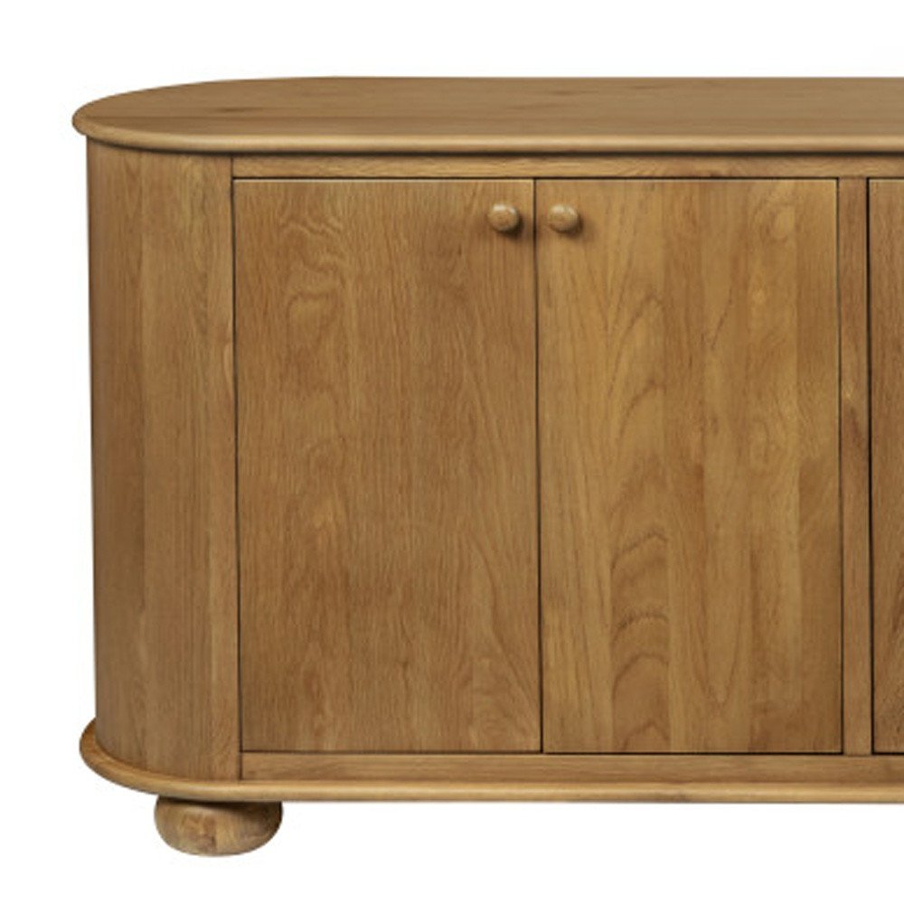 98" Natural Distressed Solid Wood Sideboard with Six Doors