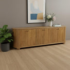 98" Natural Distressed Solid Wood Sideboard with Six Doors