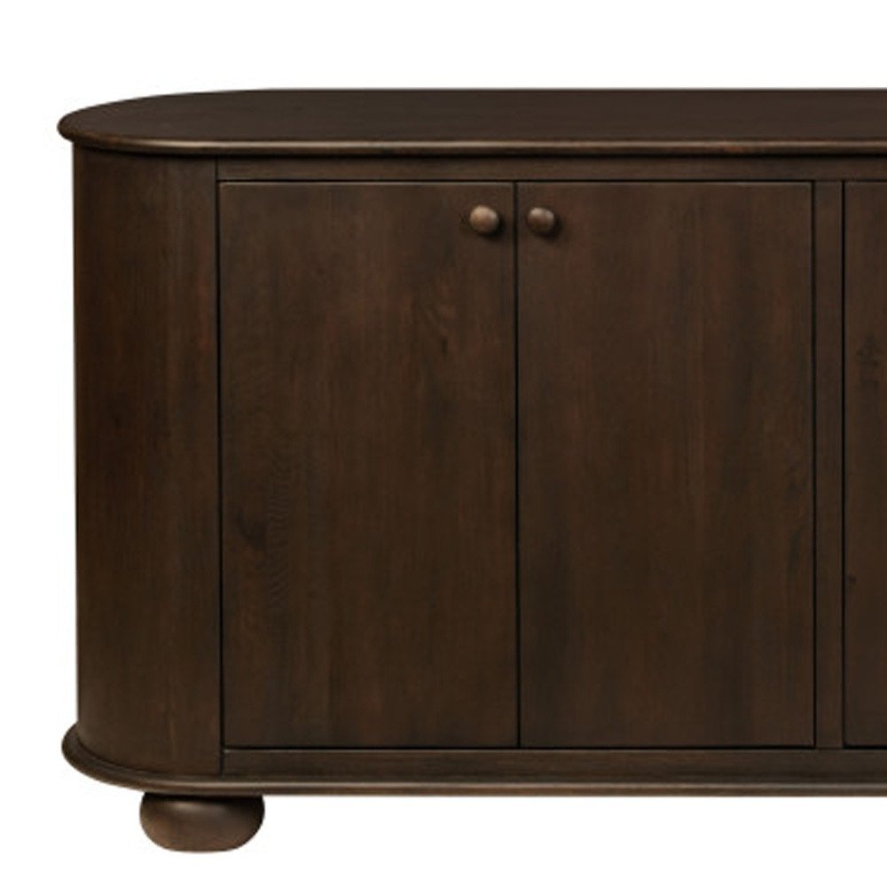 98" Brown Distressed Solid Wood Sideboard With Six Doors