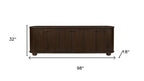 98" Brown Distressed Solid Wood Sideboard With Six Doors
