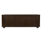 98" Brown Distressed Solid Wood Sideboard With Six Doors