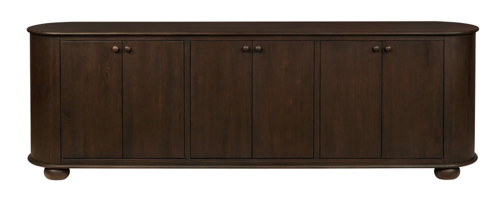 98" Brown Distressed Solid Wood Sideboard With Six Doors