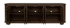98" Brown Distressed Solid Wood Sideboard With Six Doors