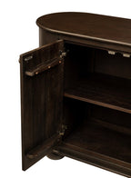 98" Brown Distressed Solid Wood Sideboard With Six Doors