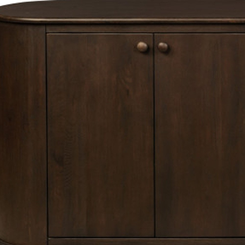 98" Brown Distressed Solid Wood Sideboard With Six Doors