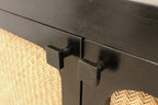 60" Black Distressed Solid Wood Sideboard with Three Doors