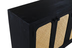 82" Black Distressed Solid Wood Sideboard with Four Doors