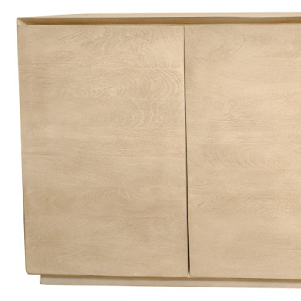80" Natural Distressed Solid Wood Sideboard With Four Doors