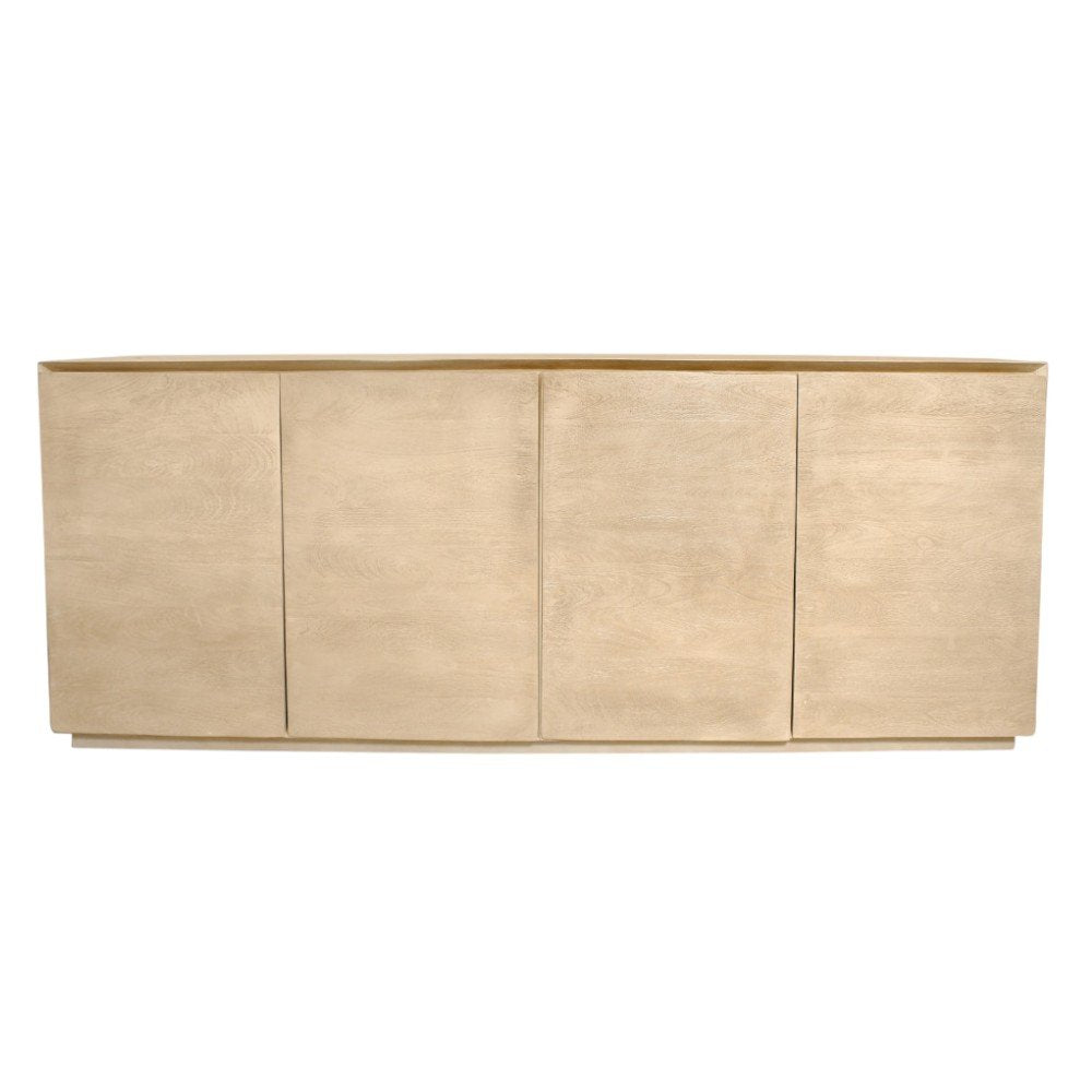 80" Natural Distressed Solid Wood Sideboard With Four Doors