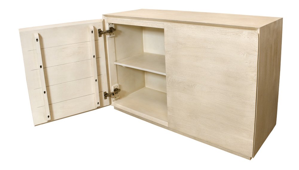 48" Natural Distressed Solid Wood Sideboard Soft Close with Two Doors
