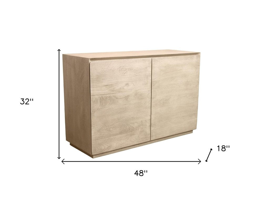 48" Natural Distressed Solid Wood Sideboard Soft Close with Two Doors