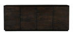 80" Dark Brown Distressed Solid Wood Sideboard With Four Doors