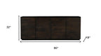 80" Dark Brown Distressed Solid Wood Sideboard With Four Doors