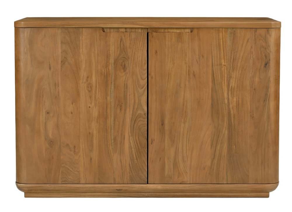 48" Tan Distressed Solid Wood Sideboard With Two Doors