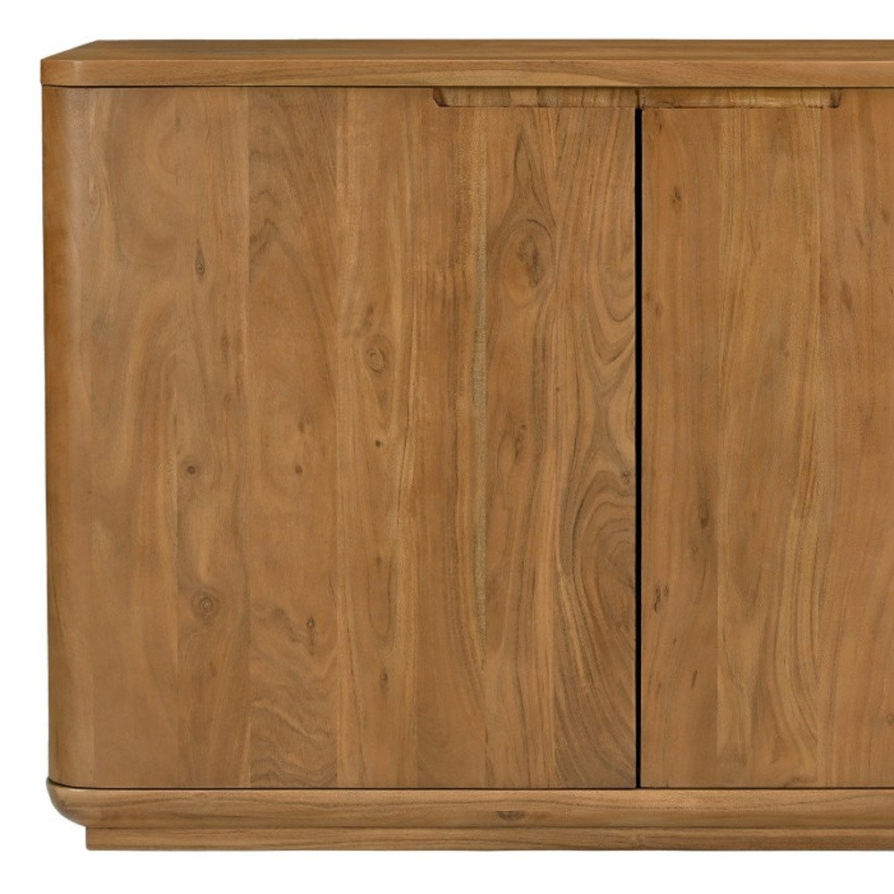48" Tan Distressed Solid Wood Sideboard With Two Doors