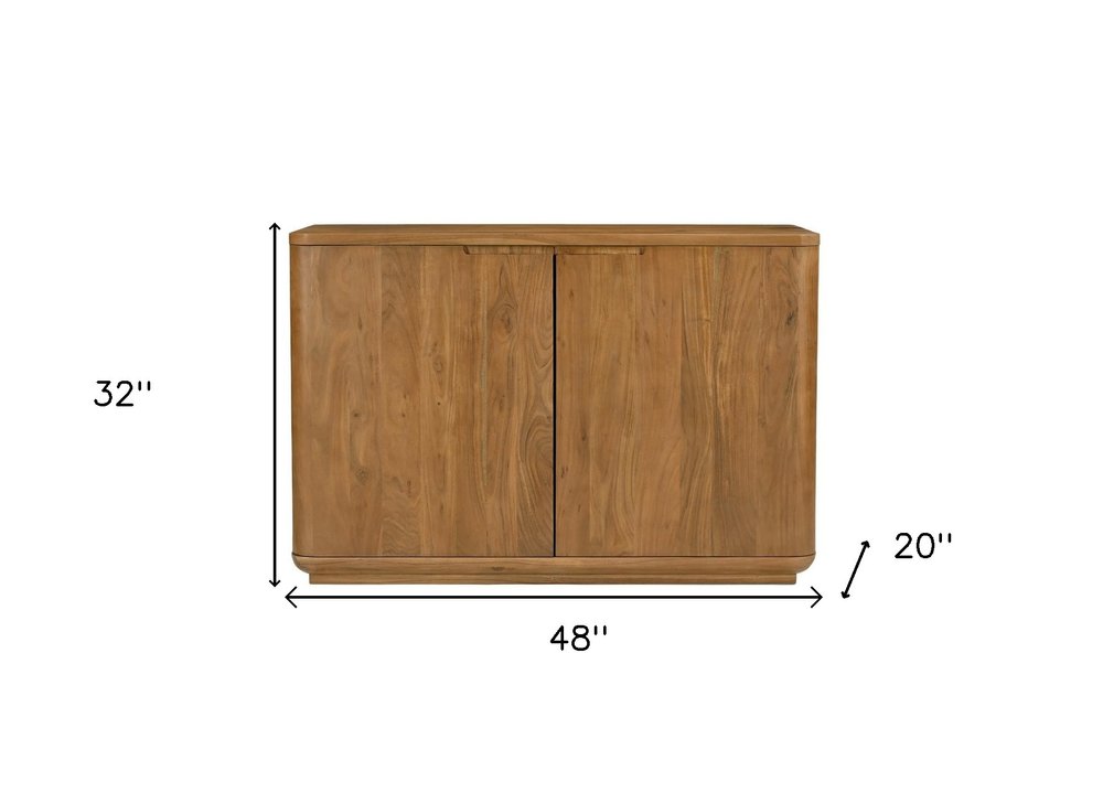 48" Tan Distressed Solid Wood Sideboard With Two Doors