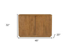48" Tan Distressed Solid Wood Sideboard With Two Doors