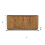 72" Tan Distressed Solid Wood Sideboard Soft Close with Four Doors