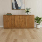72" Tan Distressed Solid Wood Sideboard Soft Close with Four Doors