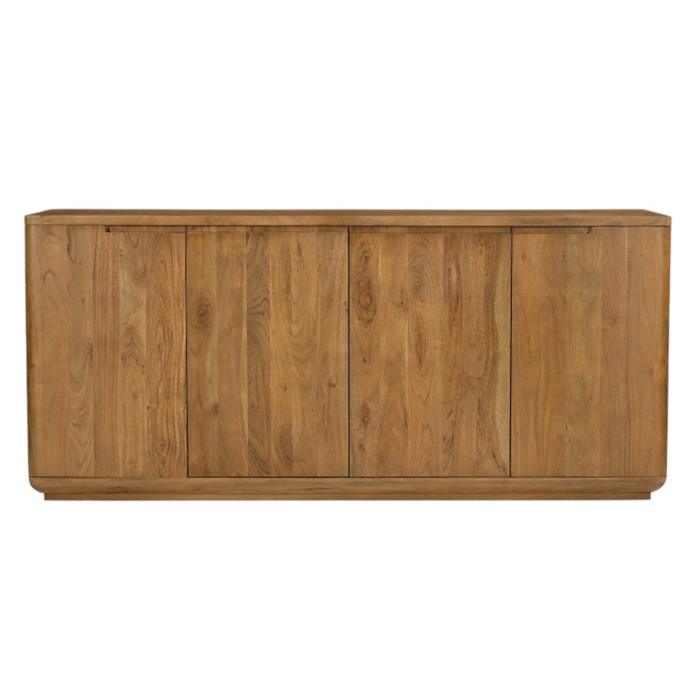 72" Tan Distressed Solid Wood Sideboard Soft Close with Four Doors