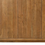 96" Tan Distressed Solid Wood Sideboard With Six Doors