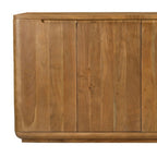 96" Tan Distressed Solid Wood Sideboard With Six Doors