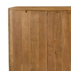 96" Tan Distressed Solid Wood Sideboard With Six Doors