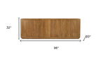 96" Tan Distressed Solid Wood Sideboard With Six Doors