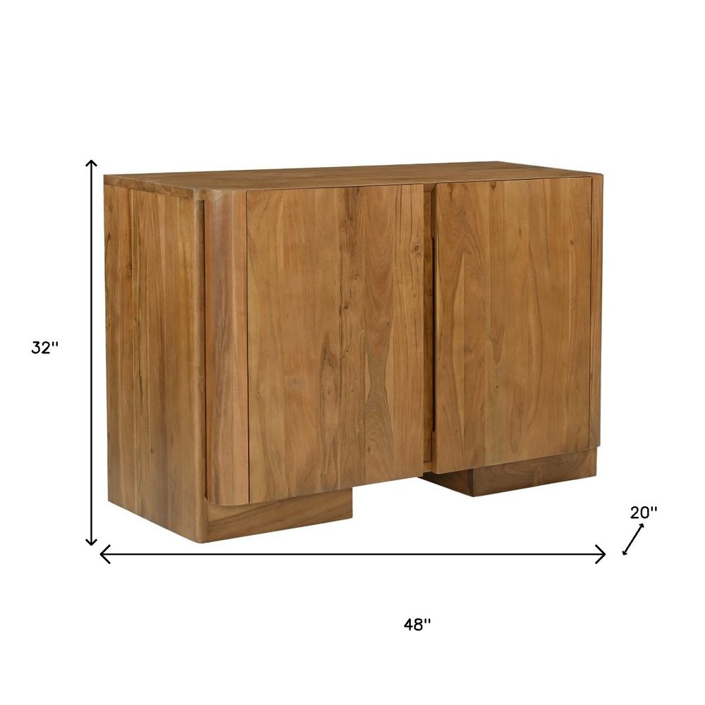 48" Tan Distressed Solid Wood Sideboard Soft Close with Two Doors