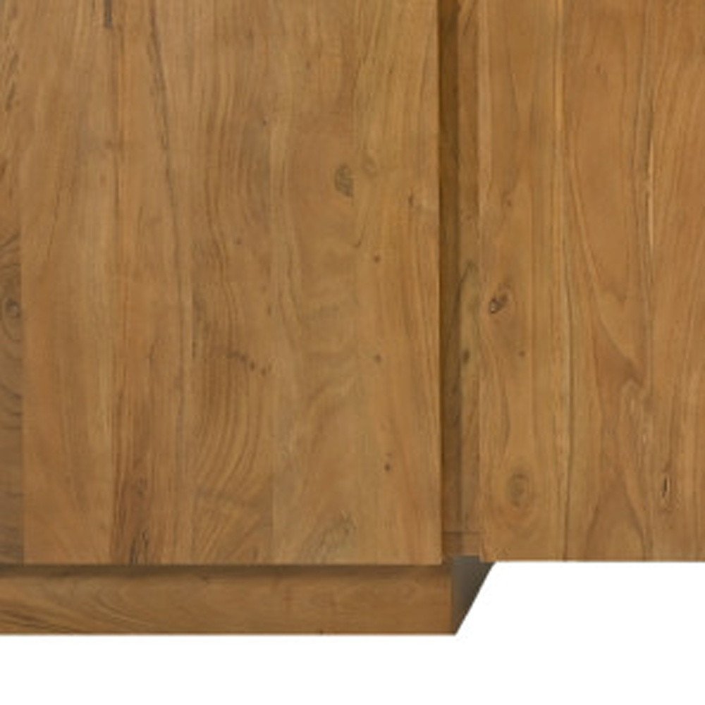 96" Tan Distressed Solid Wood Sideboard Soft Close with Four Doors