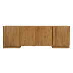 96" Tan Distressed Solid Wood Sideboard Soft Close with Four Doors