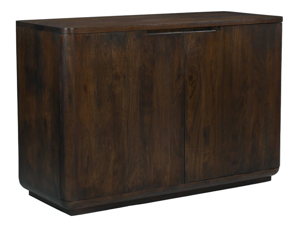 48" Dark Brown Distressed Solid Wood Sideboard With Two Doors