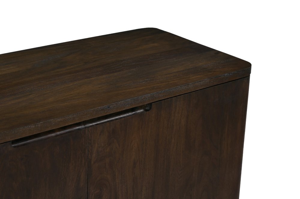 48" Dark Brown Distressed Solid Wood Sideboard With Two Doors