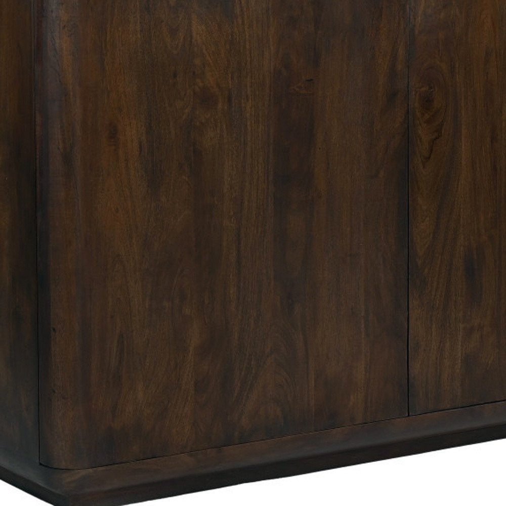 48" Dark Brown Distressed Solid Wood Sideboard With Two Doors