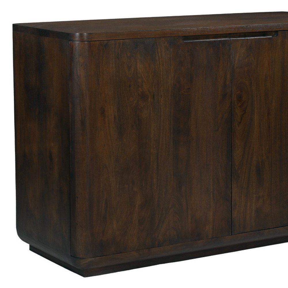 48" Dark Brown Distressed Solid Wood Sideboard With Two Doors