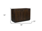48" Dark Brown Distressed Solid Wood Sideboard With Two Doors