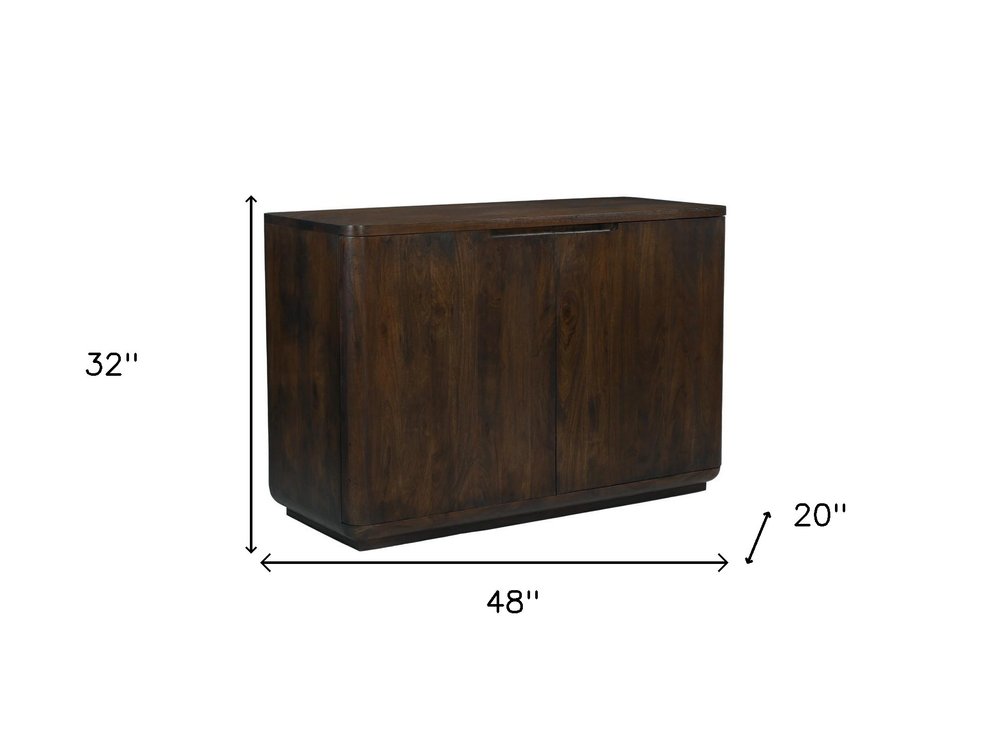 48" Dark Brown Distressed Solid Wood Sideboard With Two Doors