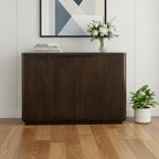 48" Dark Brown Distressed Solid Wood Sideboard With Two Doors