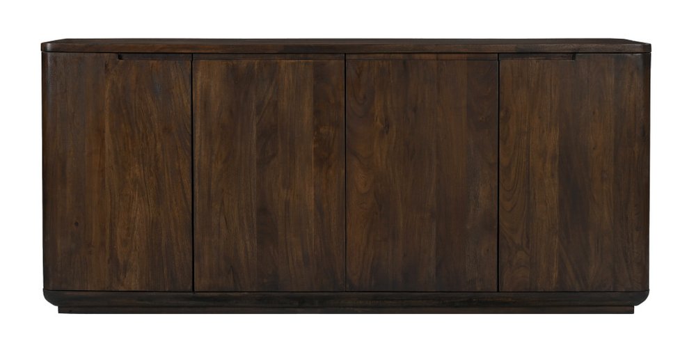 72" Dark Brown Distressed Solid Wood Sideboard With Four Doors