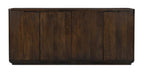 72" Dark Brown Distressed Solid Wood Sideboard With Four Doors