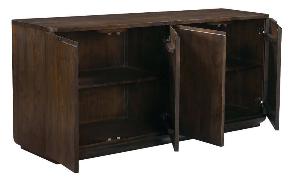 72" Dark Brown Distressed Solid Wood Sideboard With Four Doors