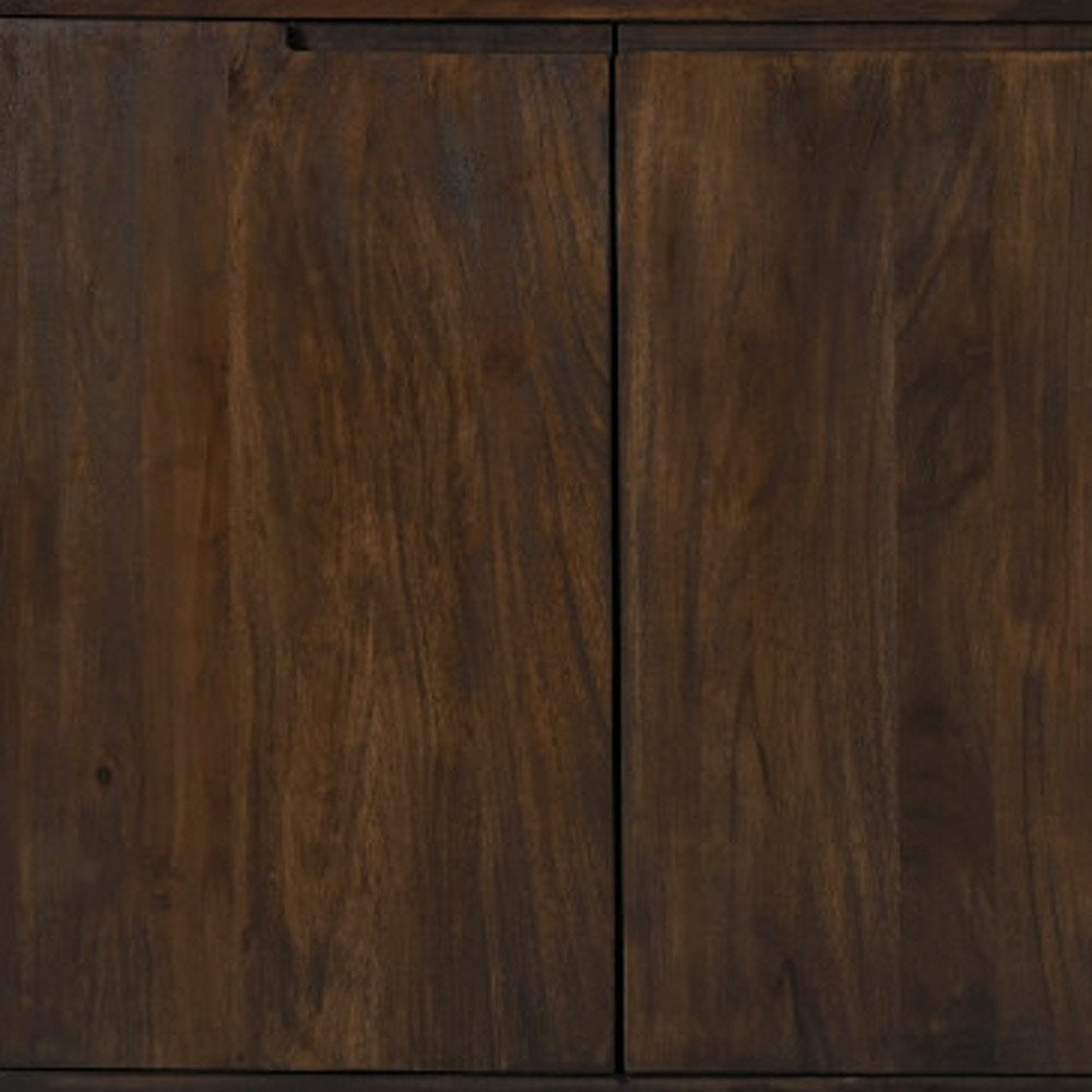 72" Dark Brown Distressed Solid Wood Sideboard With Four Doors
