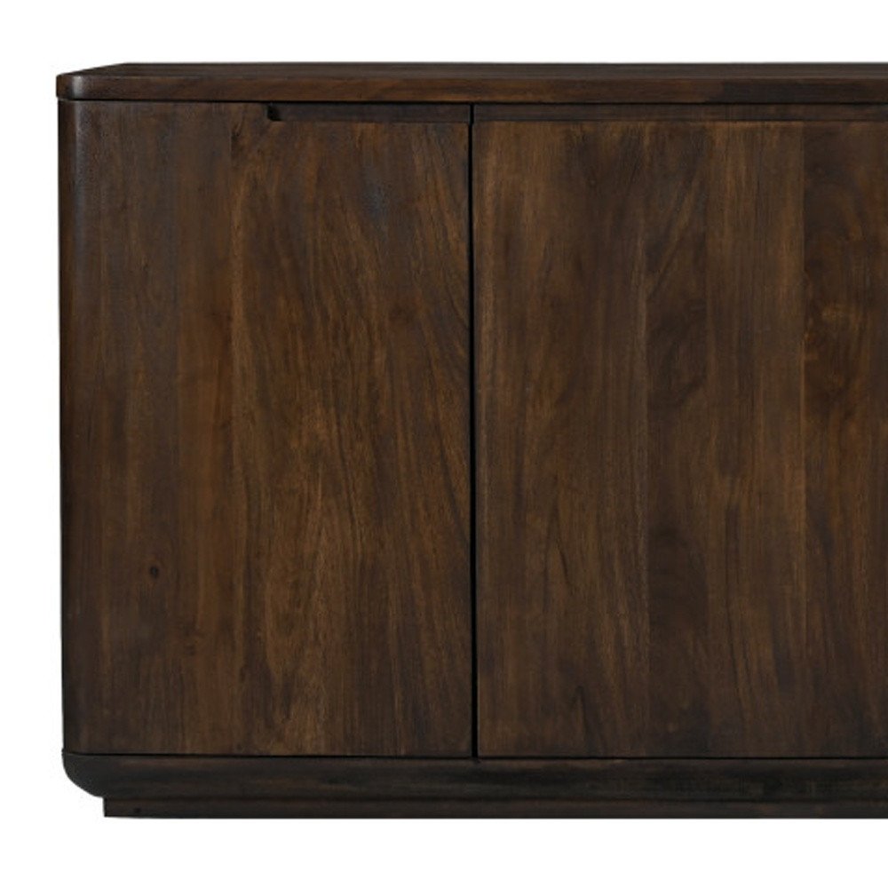72" Dark Brown Distressed Solid Wood Sideboard With Four Doors