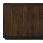 72" Dark Brown Distressed Solid Wood Sideboard With Four Doors