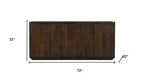 72" Dark Brown Distressed Solid Wood Sideboard With Four Doors