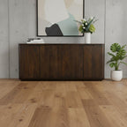 72" Dark Brown Distressed Solid Wood Sideboard With Four Doors